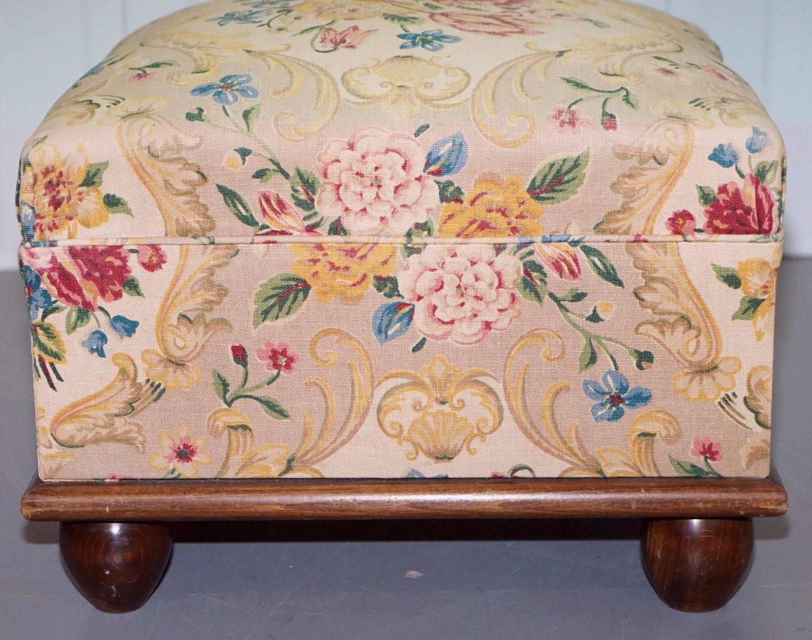 We are delighted to offer for sale this stunning Victorian club armchair with matching ottoman and detailed floral upholstery

A well made period piece in good order throughout, the base, back and arms are all very nicely sprung, you can squeeze