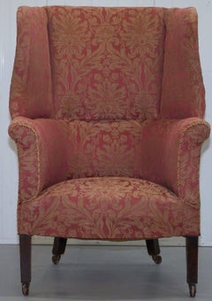 Rare circa 1830 Chesterfield Porters Chair Mahogany Framed Wingback Rare Find