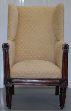 Rare circa 1790 Gillows Style Porters Chair Mahogany Framed Wingback Rare Find