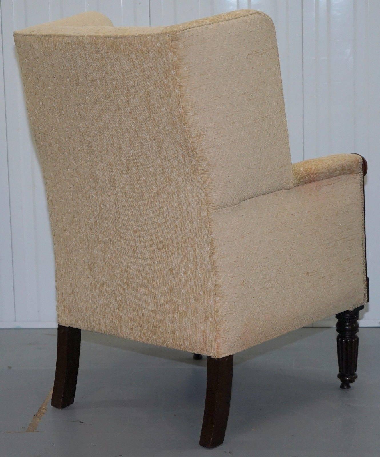 Fabric Rare circa 1790 Gillows Style Porters Chair Mahogany Framed Wingback Rare Find