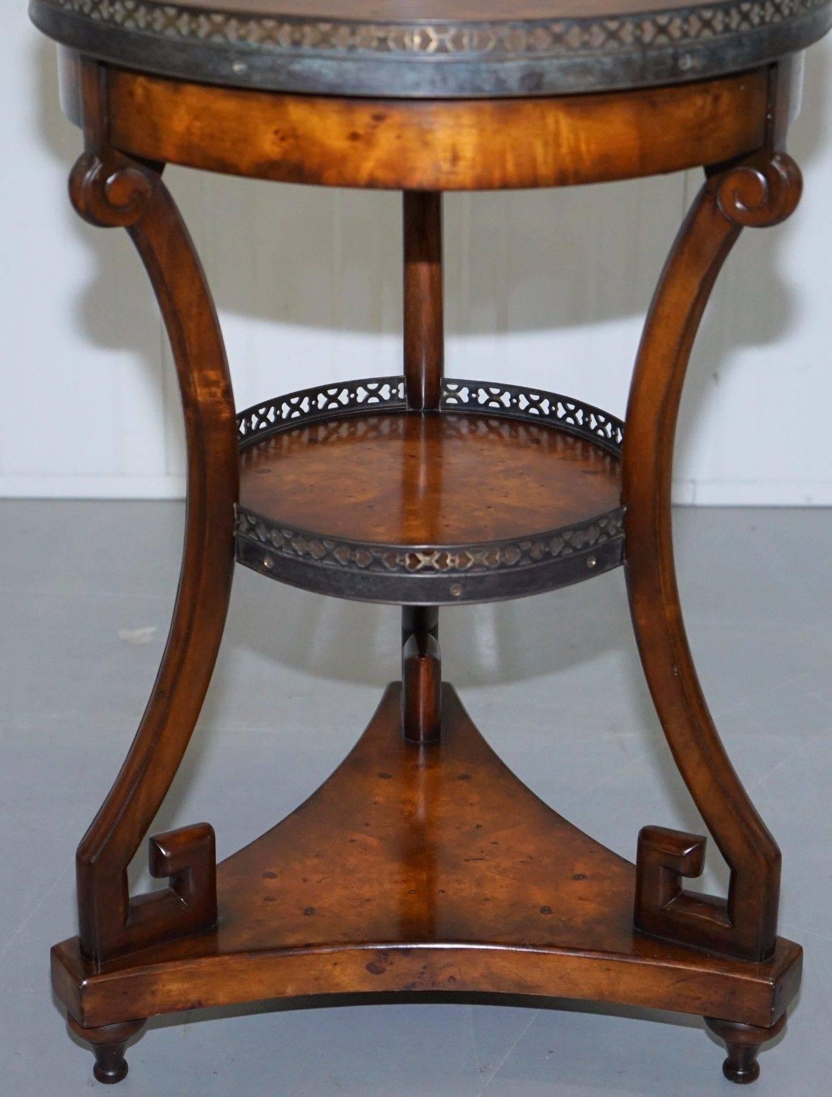 Unknown Pair of Theodore Alexander Three-Tiered Walnut Lamp End Wine Side Tables