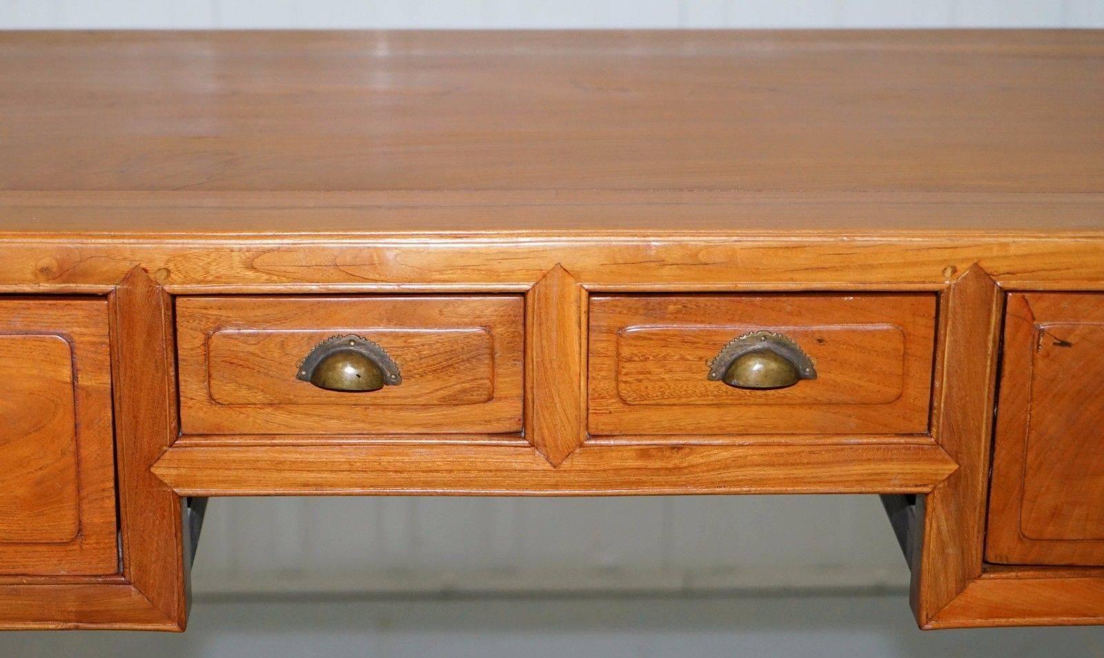 Vintage Chinese Ming Style Teak Desk and Matching Chair Lovely Rare Pair Office 2