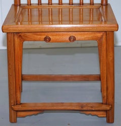 Vintage Chinese Ming Style Teak Desk and Matching Chair Lovely Rare Pair Office