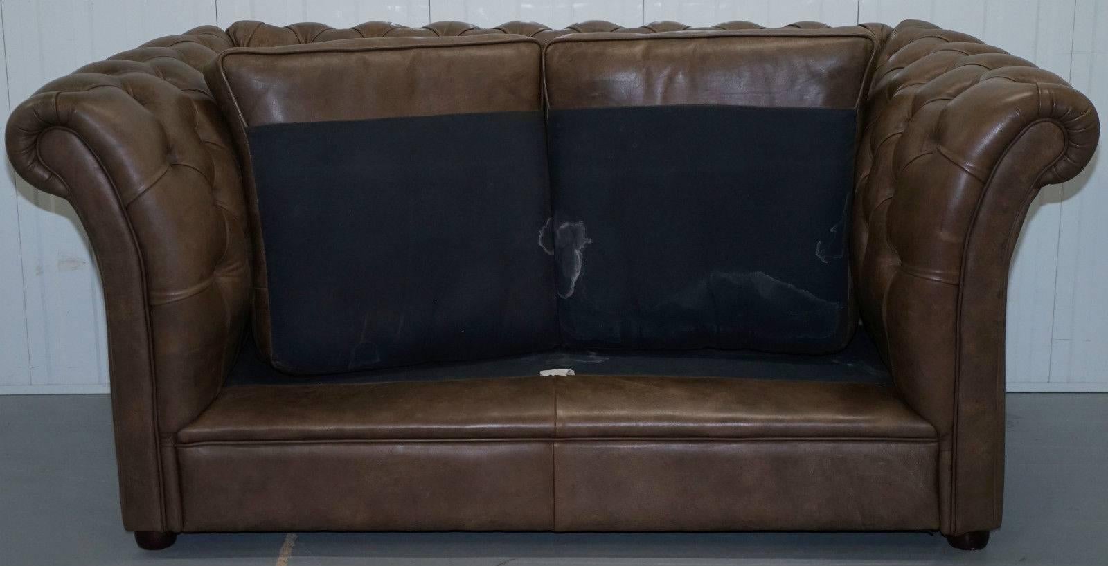 Contemporary Rare Handmade Chesterfield Very Tall Club Sofa Luxury Leather