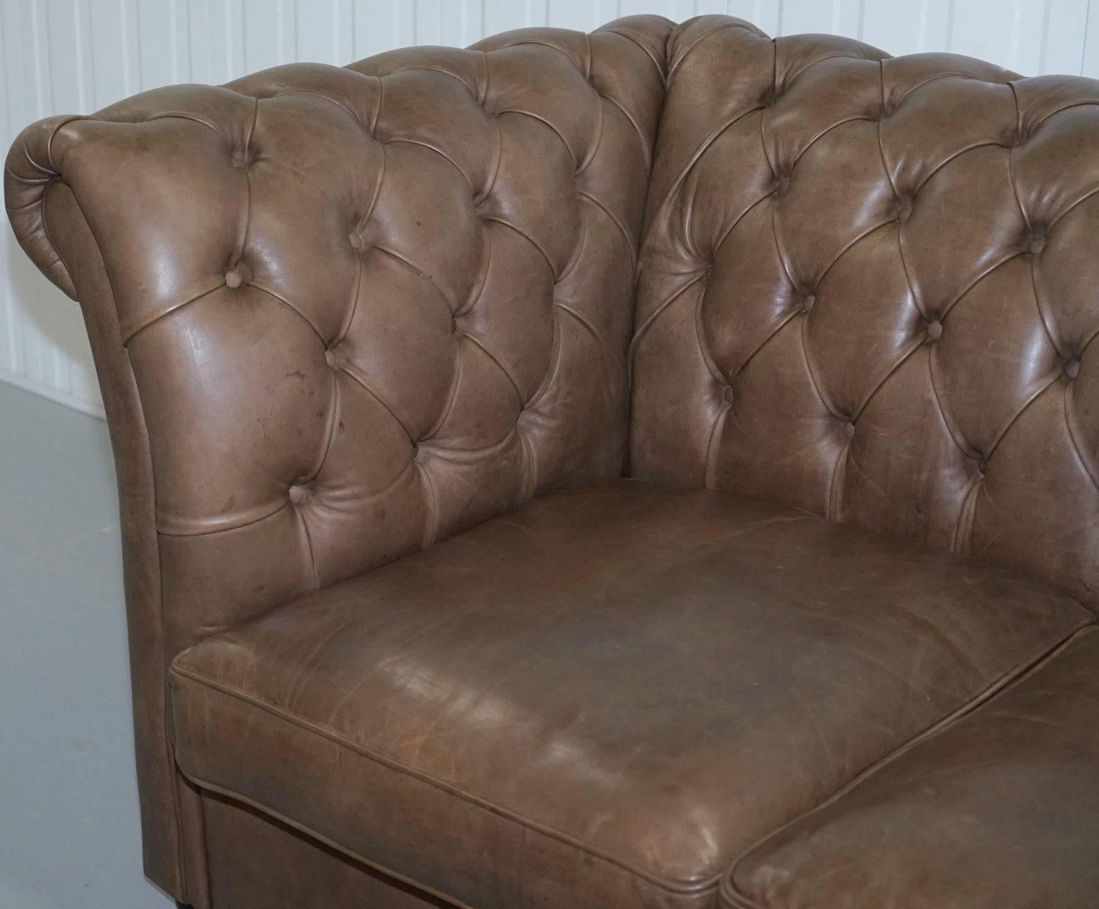 British Rare Handmade Chesterfield Very Tall Club Sofa Luxury Leather