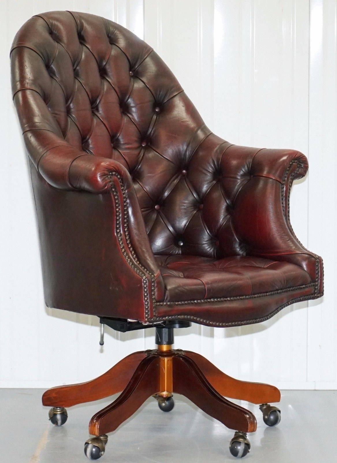 oxblood leather office chair