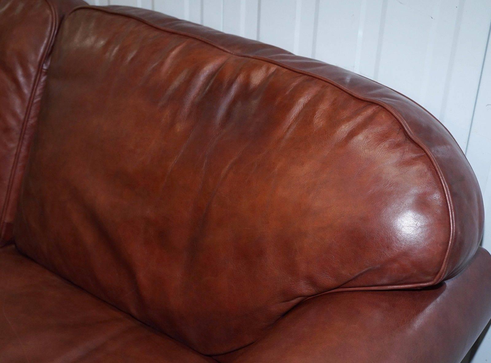 Contemporary 1 of 2 Laura Ashley Heritage Brown Leather Large 2.5-Seat Sofas