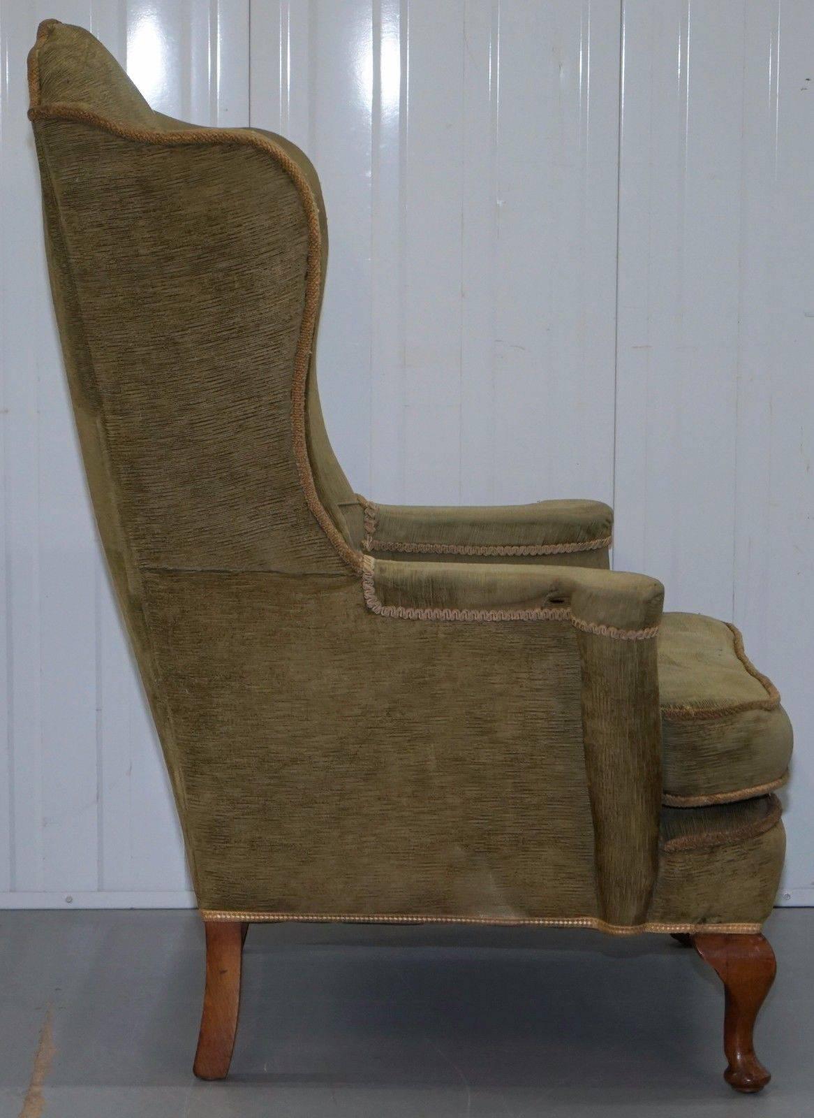 19th Century Lovely Pair of Victorian George I Style Wingback Armchairs William Morris Style