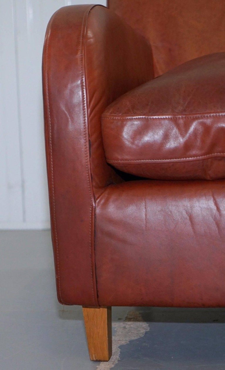 Habitat Havana Aged Brown Leather Club Armchair Feather Filled Cushion