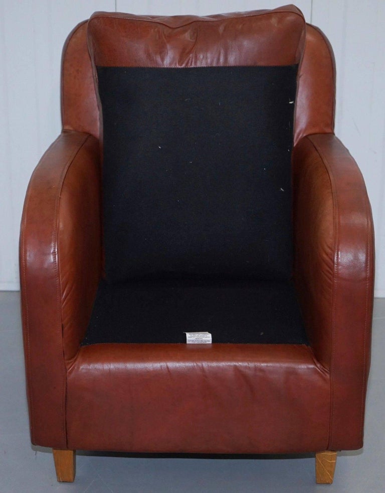 Habitat Havana Aged Brown Leather Club Armchair Feather Filled Cushion