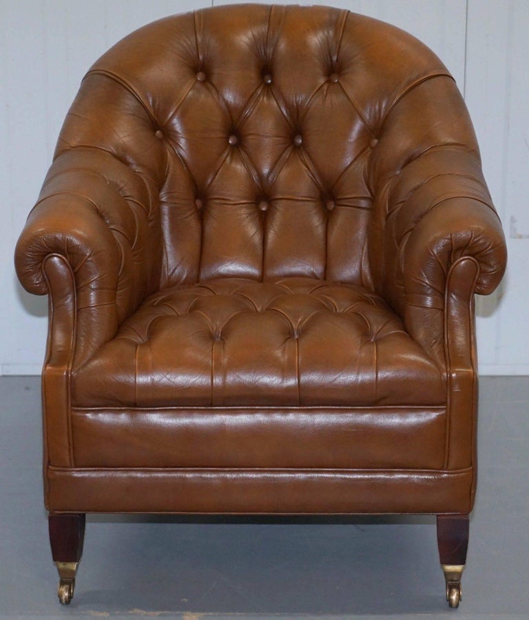 Vintage Chesterfield Aged Brown Leather Club Armchair ...