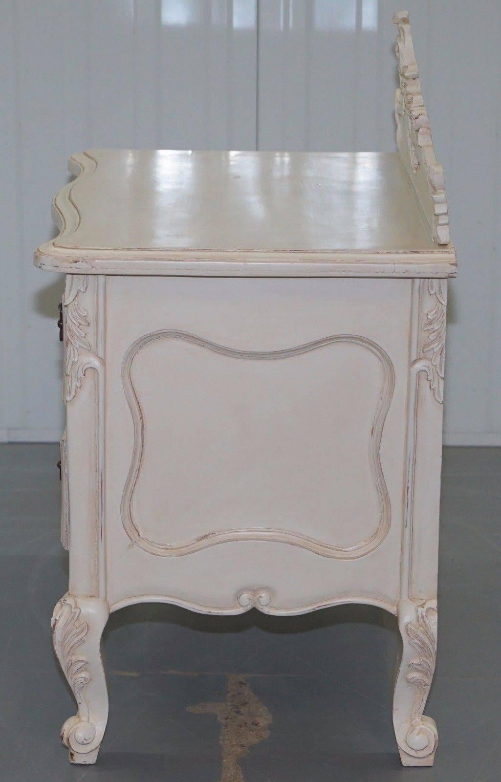Pair of Hand-Carved French Country over Sized Shabby Chic Bedside Tables Large 1