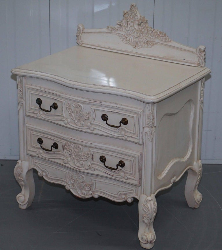 Pair of HandCarved French Country over Sized Shabby Chic Bedside