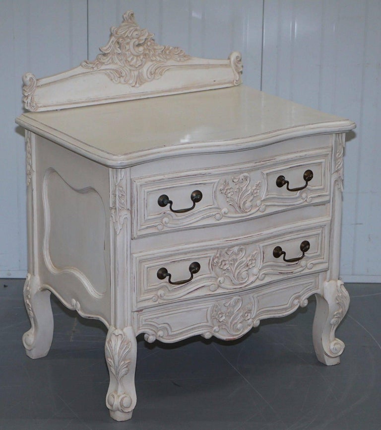 Pair of HandCarved French Country over Sized Shabby Chic Bedside