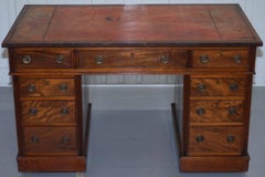 Lovely Original Period Antique Victorian Mahogany Partner Desk with Leather Top