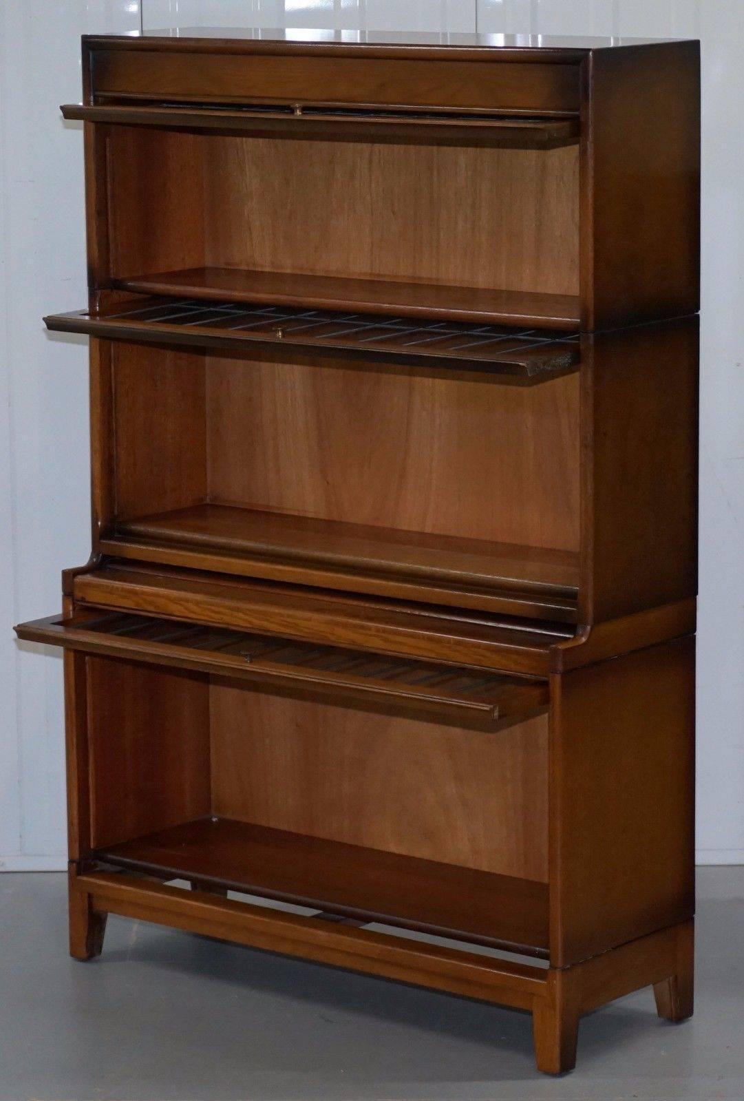 Hand-Crafted Pair of Dwarf Oak Gunn Stacking Legal Library Solicitors Bookcases Model Angus