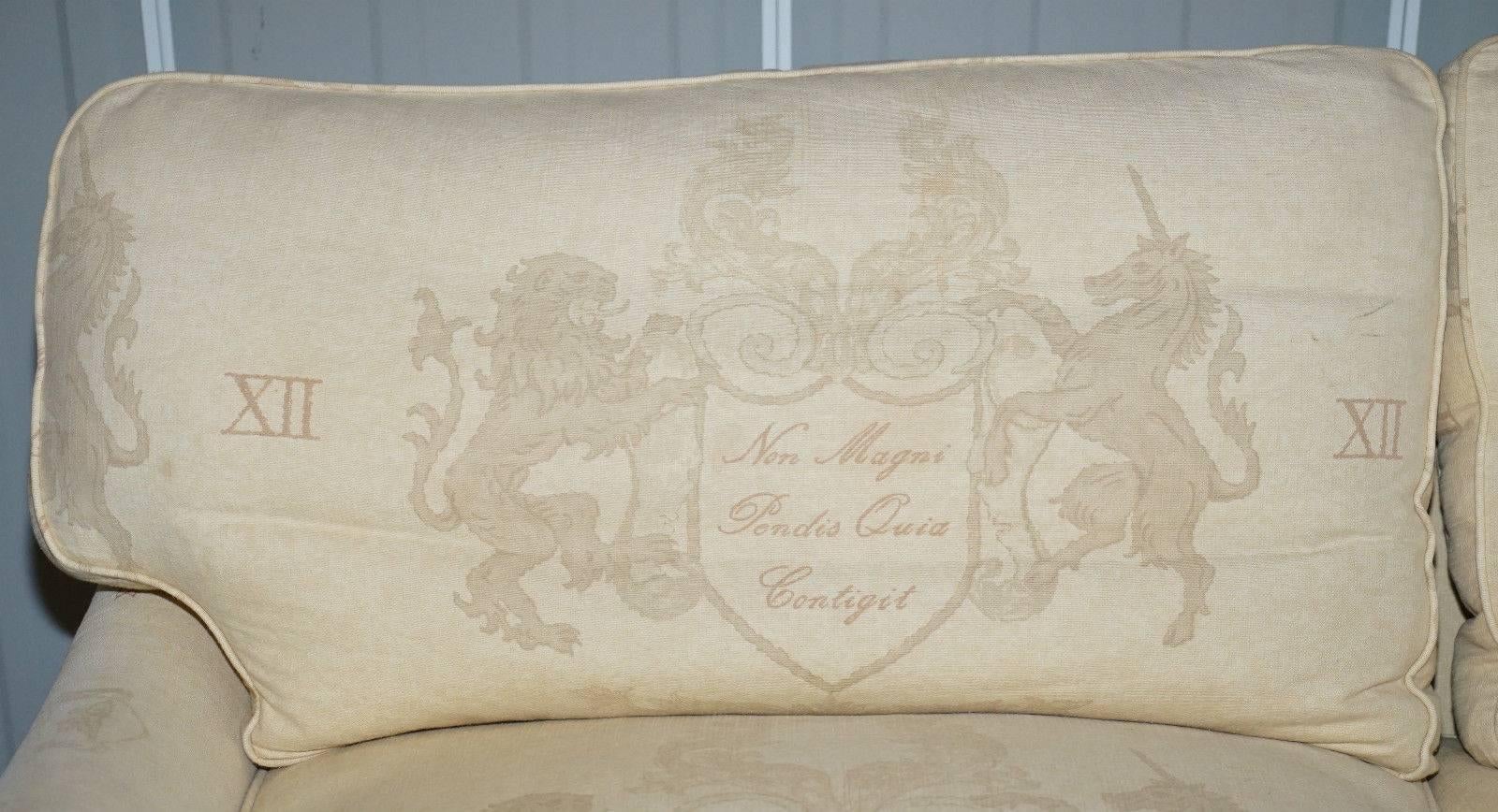 British Andrew Martin Howard Style Sofa with Royal Magna Carta Upholstery