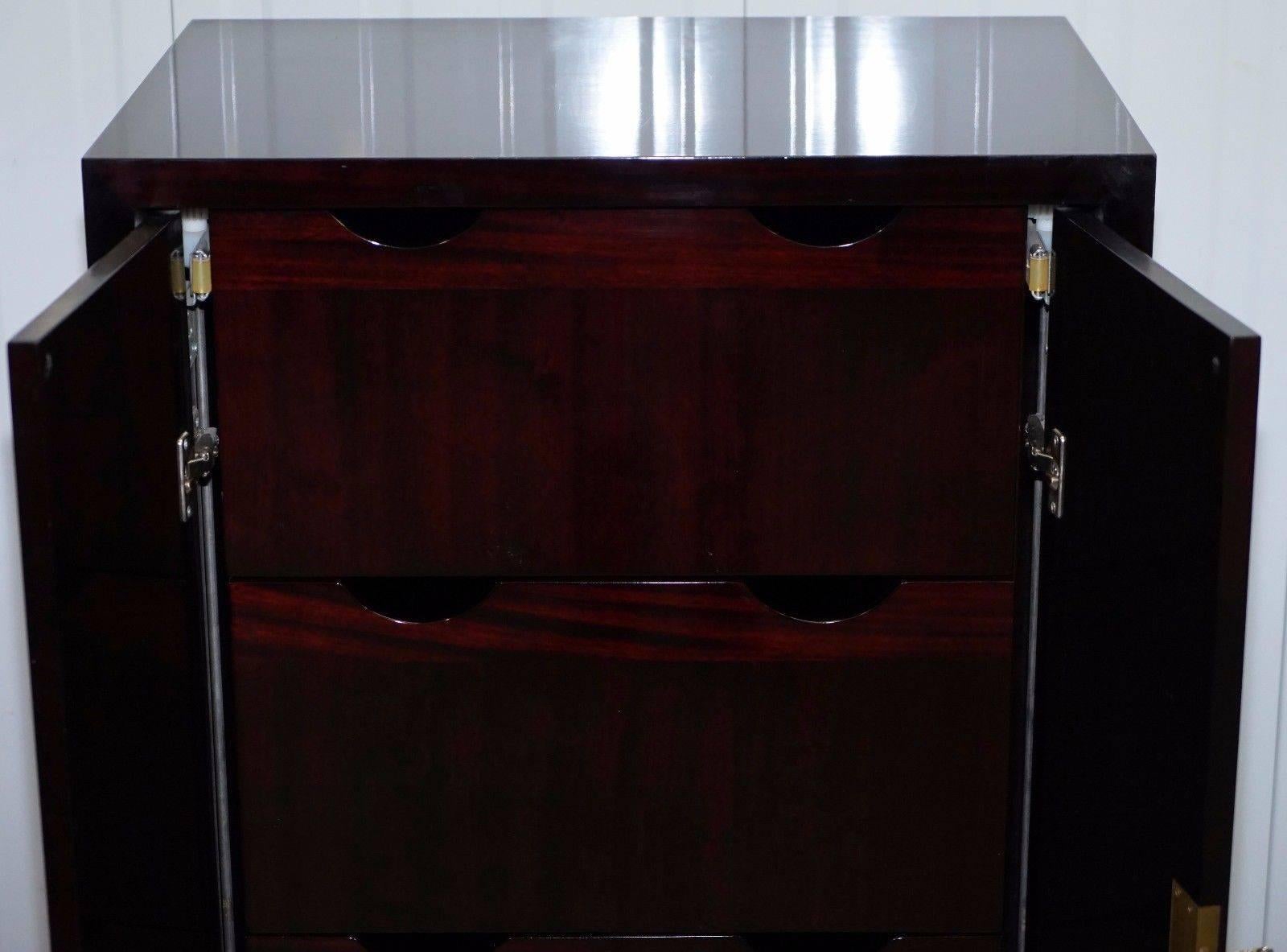 Hardwood Chinese Lacquered Cabinet with Bank / Chest of Drawers Inside Luxury Designer 