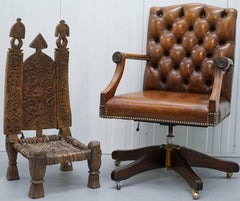 Handmade Oriental Vintage Cedar Wood Afgan Chair Nuristan Afghani, circa 1820