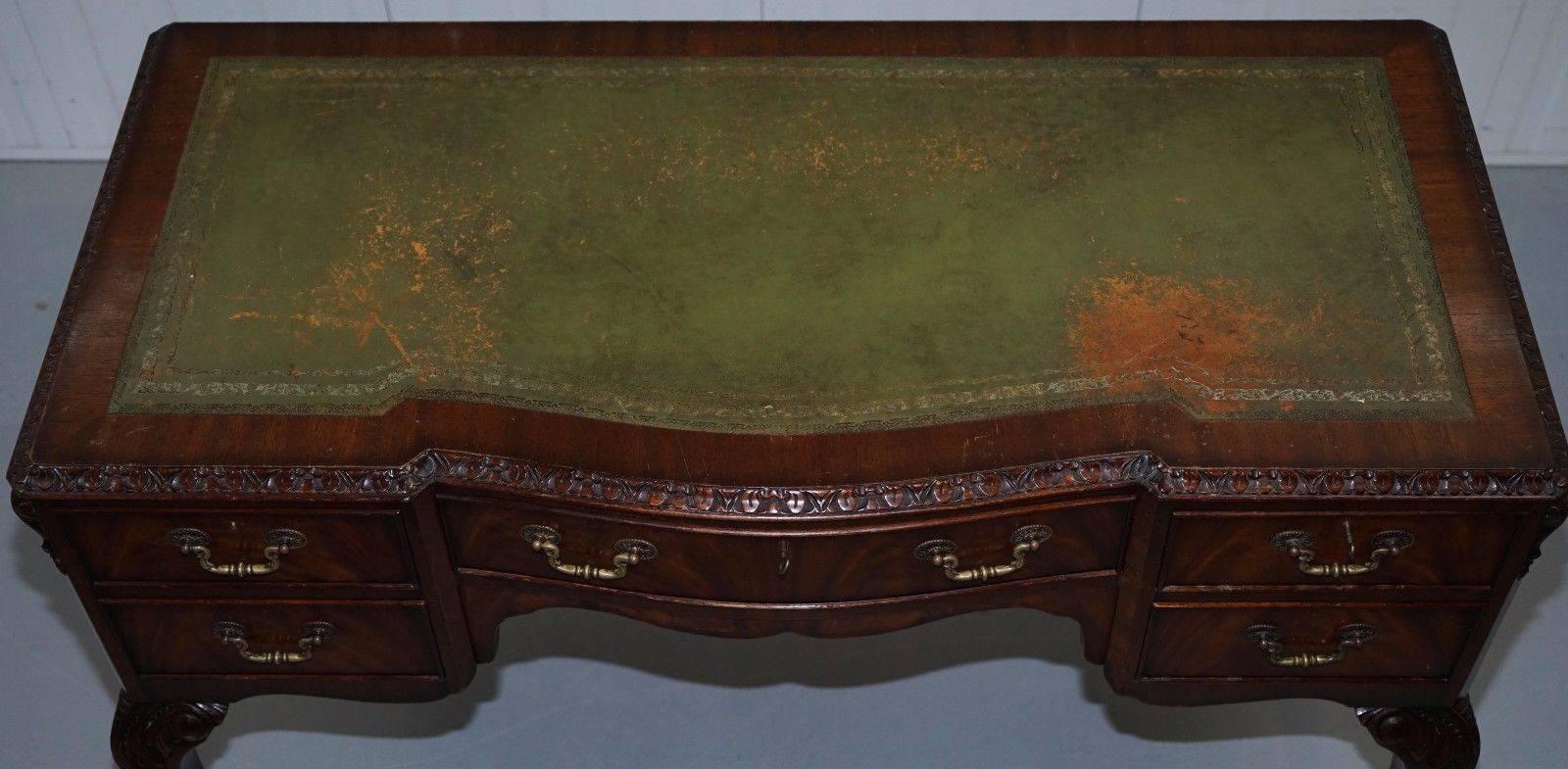 Original George Strachan and Son Leeds Vintage Flamed Mahogany Writing Desk 4