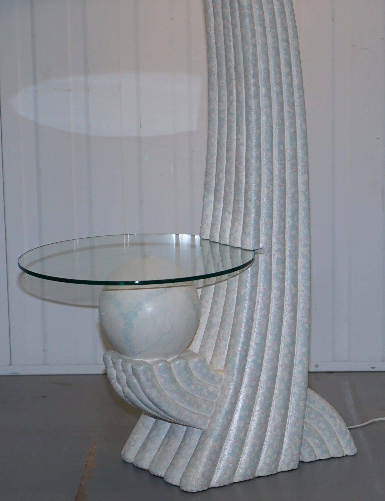 Stunning Memphis School Side Table Art Deco Lamp Floor Standing Large Sculpture 1