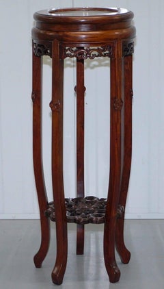 Large Antique Chinese Floral Tree Carved Jardinière Plant Pot Stand