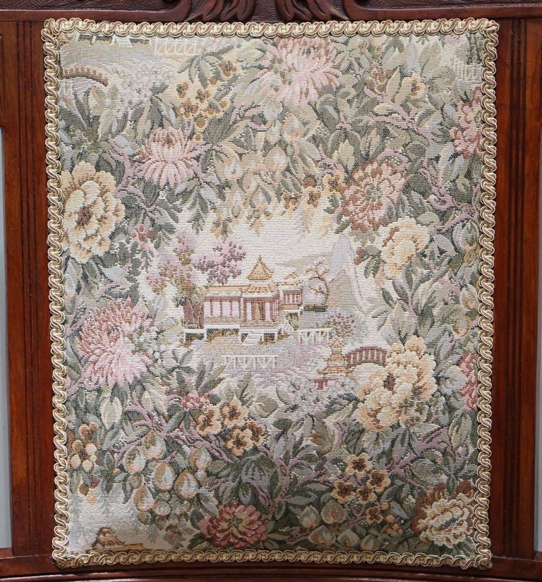 Victorian Embroidered Carved Oak Framed Library Reading Chair Gillows Style Legs at 1stDibs