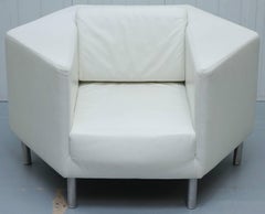 Handmade in Italy Calia Salotti Contemporary Hexagon White Leather Armchair