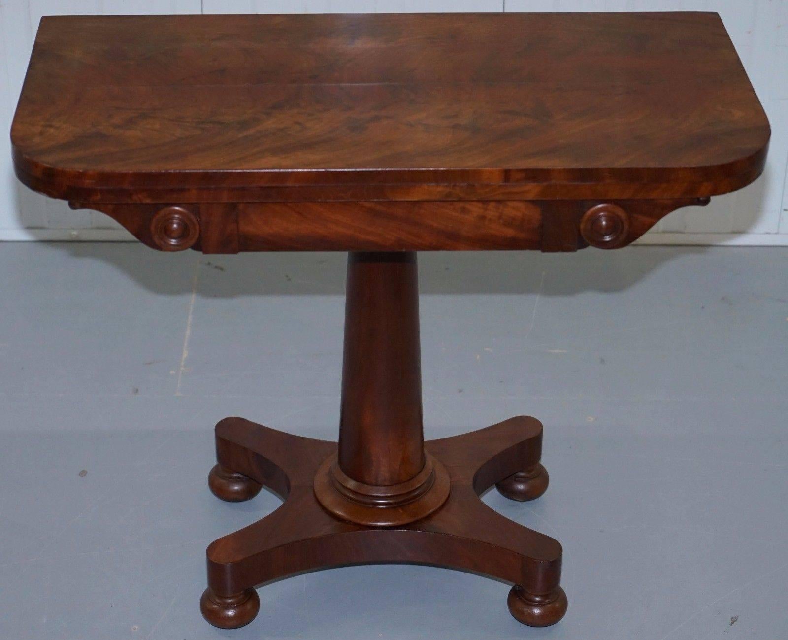 British Regency Era circa 1811-1820 Flamed Mahogany Console Tea Games Card Folding Table