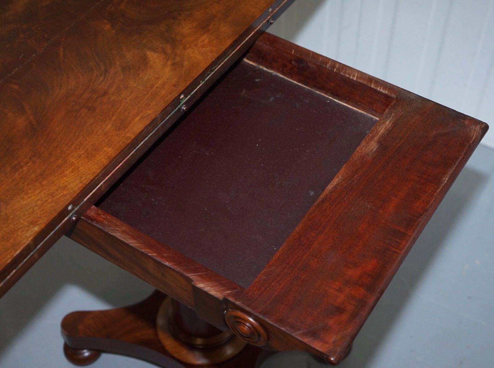 Regency Era circa 1811-1820 Flamed Mahogany Console Tea Games Card Folding Table 3