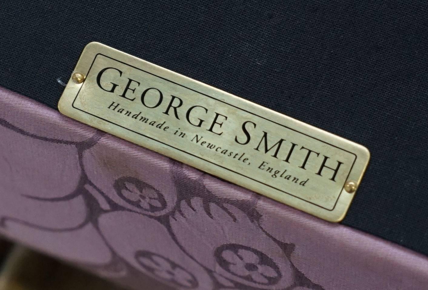 British George Smith Fender Footstool Ottoman Silk and Silk Velvet Floral Fabric