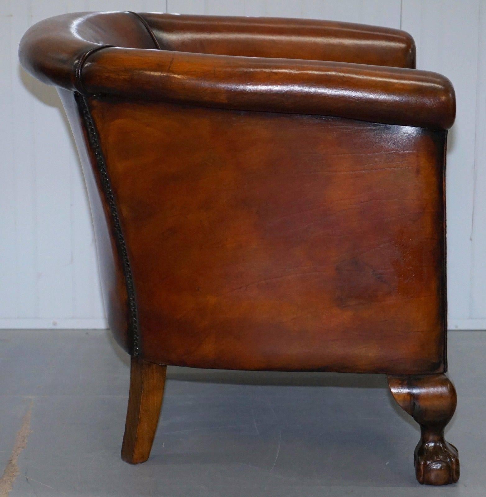 19th Century Pair of Victorian Thomas Chippendale Style Restored Tub Armchairs Claw and Ball