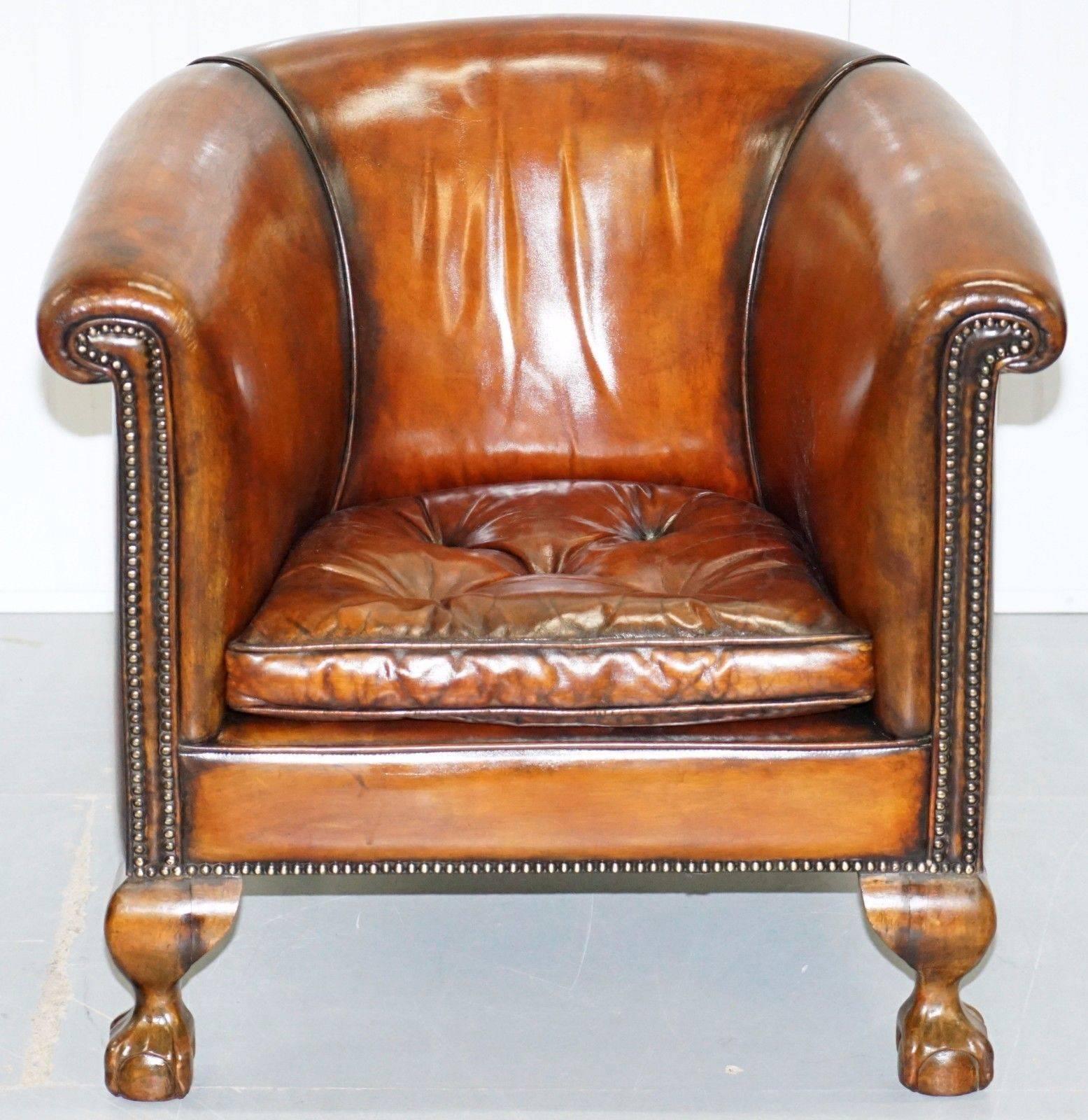 Early Victorian Pair of Victorian Thomas Chippendale Style Restored Tub Armchairs Claw and Ball