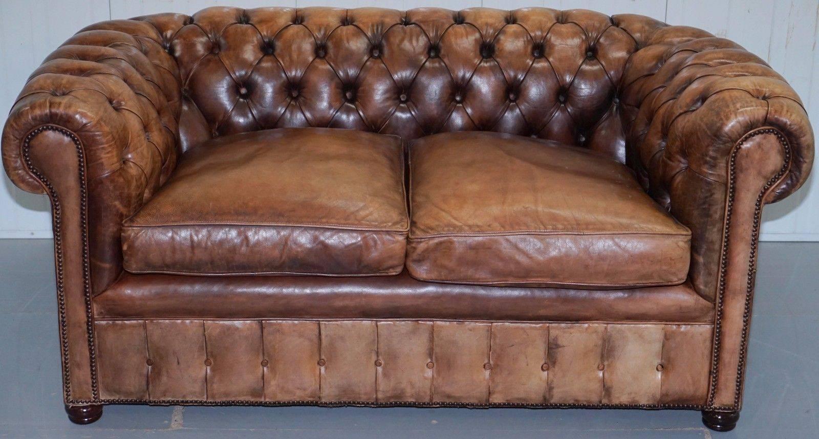 dark brown leather chesterfield