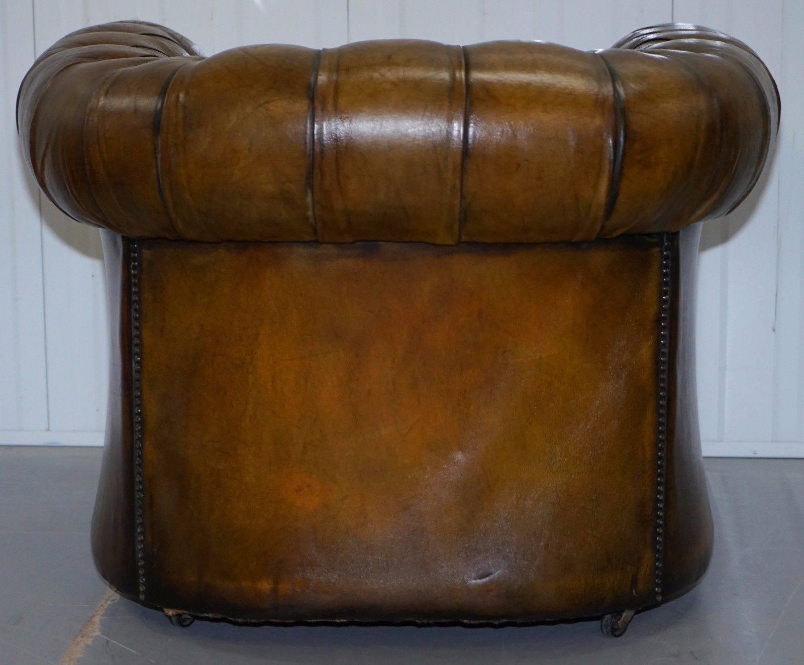 Rare 1930s Made in England Restored Fully Buttoned Chesterfield Club Armchair 1