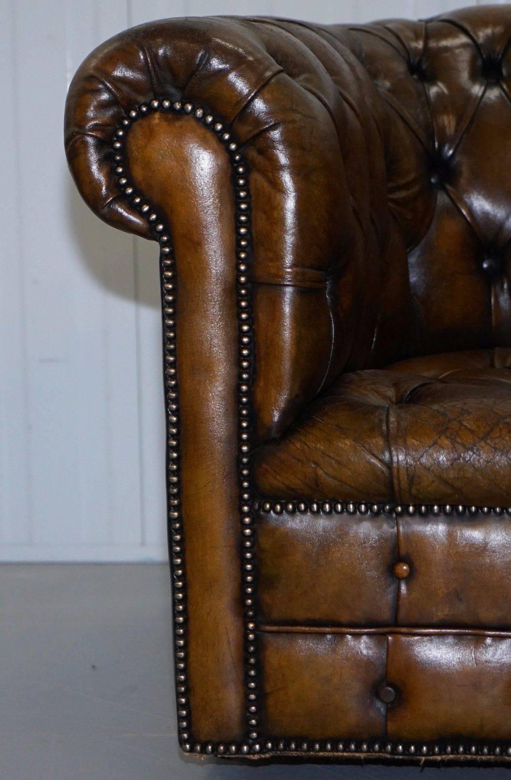 Mid-20th Century Rare 1930s Made in England Restored Fully Buttoned Chesterfield Club Armchair