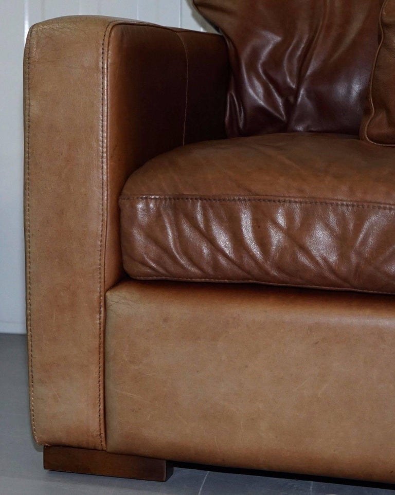 Vintage Heritage Brown Leather House of Fraser FourSeat Sofa