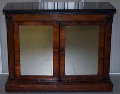 Antique with Marble Top and Mirrored Doors Credenza Cupboard Cabinet Console