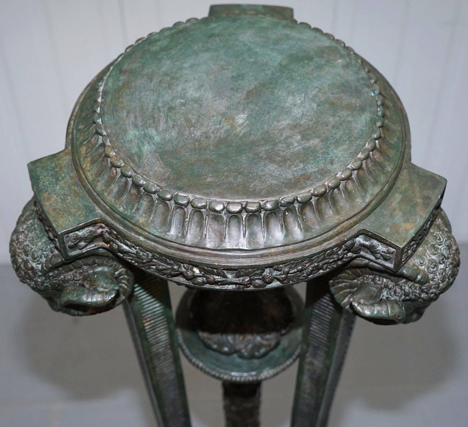 Stunning Tall Ram's Head Solid Bronze Stand for Busts or Sculptures 2
