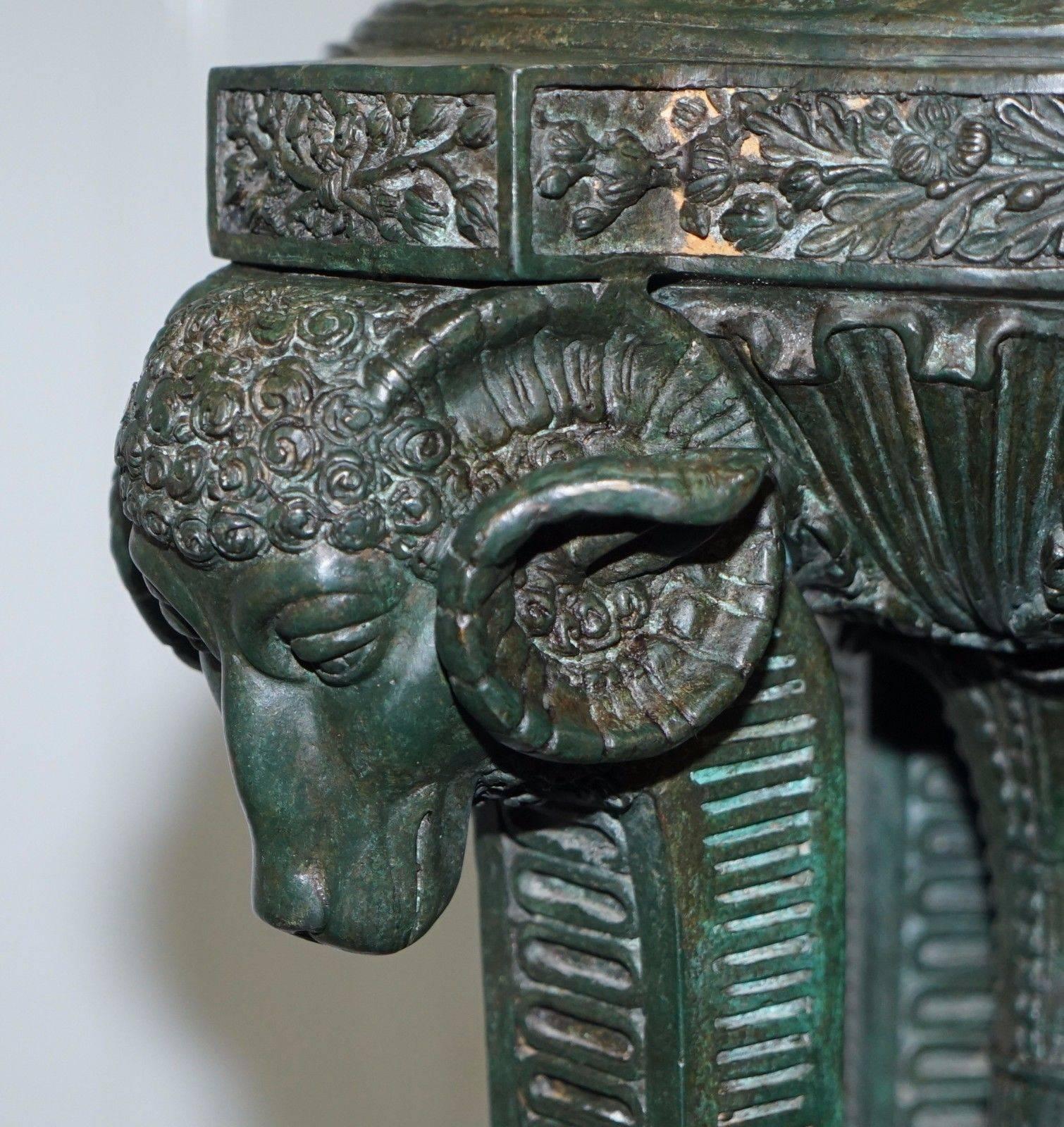 20th Century Stunning Tall Ram's Head Solid Bronze Stand for Busts or Sculptures