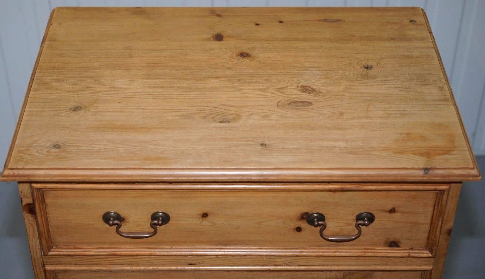 20th Century Vintage Farmhouse Country Large Deep Tallboy Chest of Drawers Swan Neck Handles