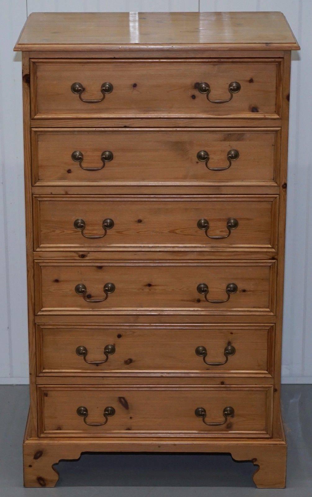 Modern Vintage Farmhouse Country Large Deep Tallboy Chest of Drawers Swan Neck Handles