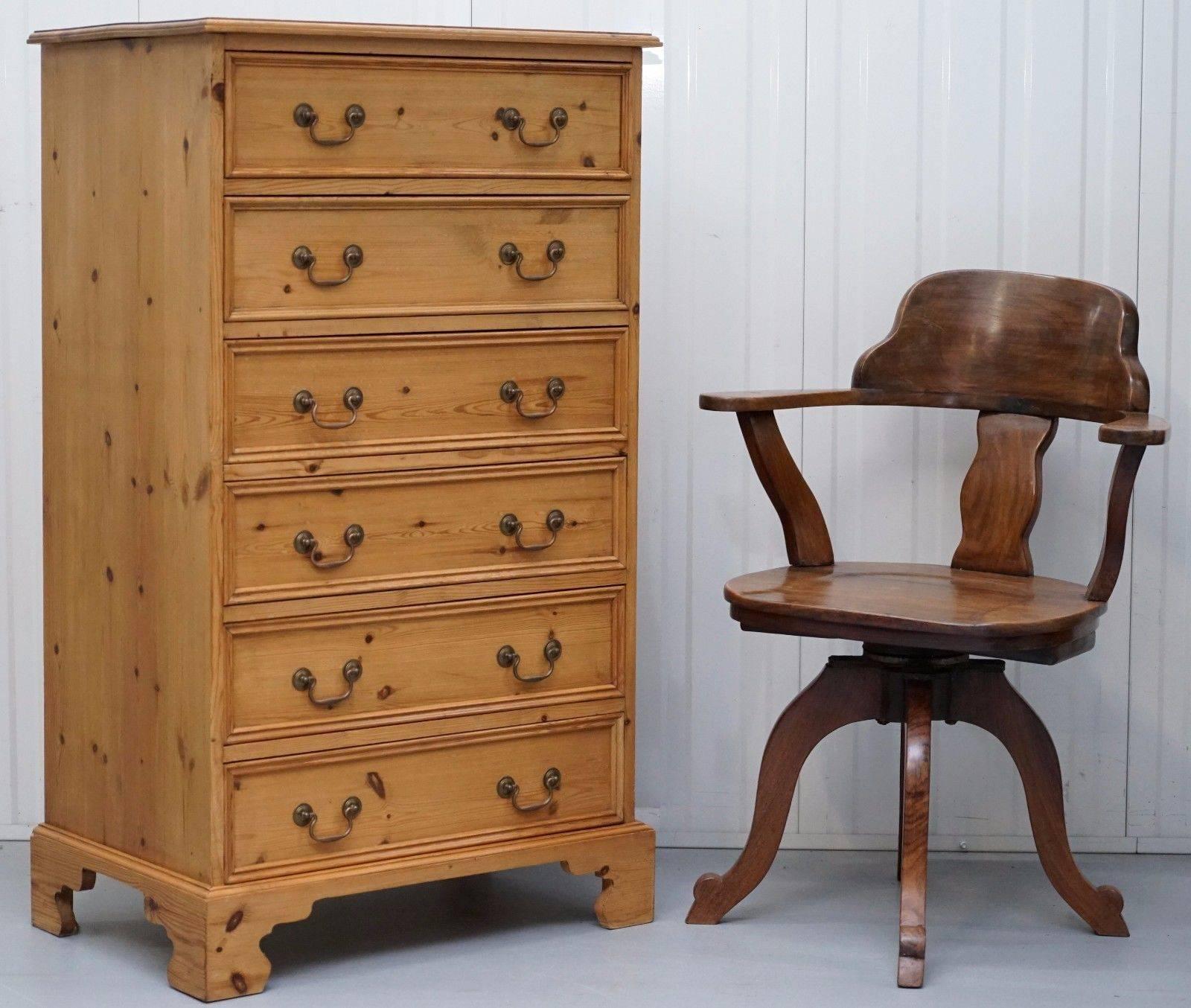 We are delighted to offer for sale this really quite lovely and large solid farmhouse country pine tallboy bank of drawers with swan neck handles

Very rare to find with these dimensions, the drawers are each large and generous, usually, the