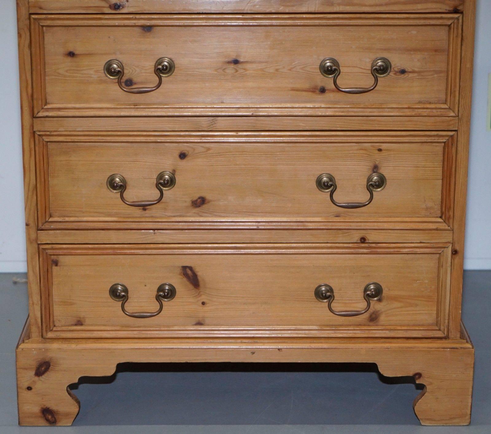 Hand-Carved Vintage Farmhouse Country Large Deep Tallboy Chest of Drawers Swan Neck Handles