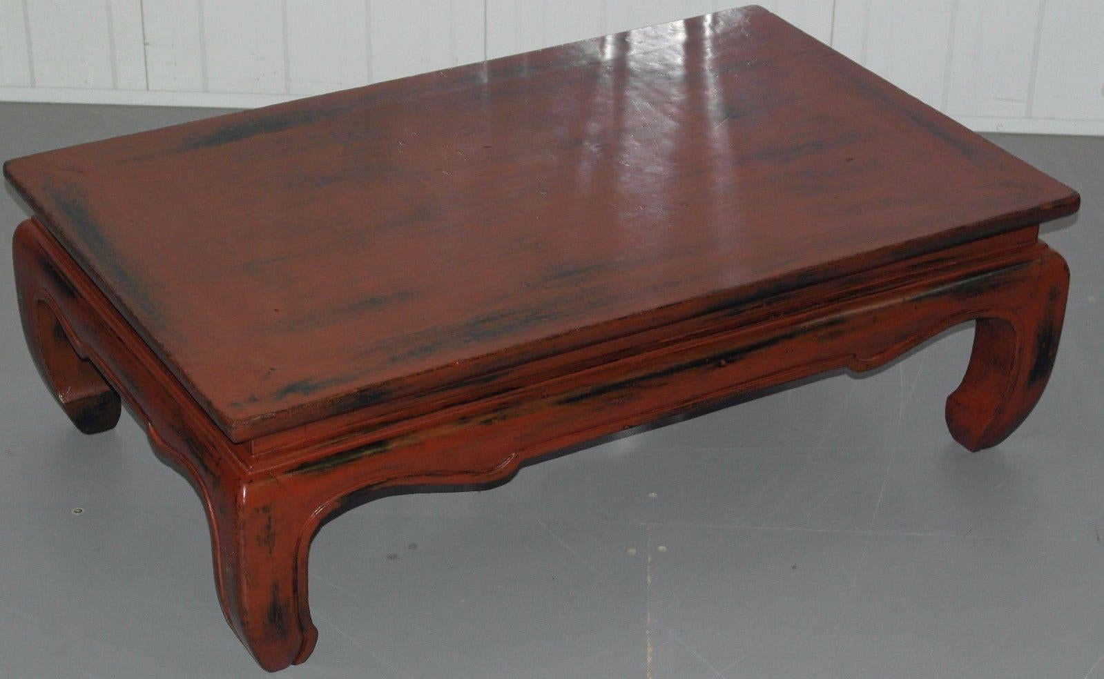 Teak Matching Pair of Long Chinese Opium Side Tables, Very Large