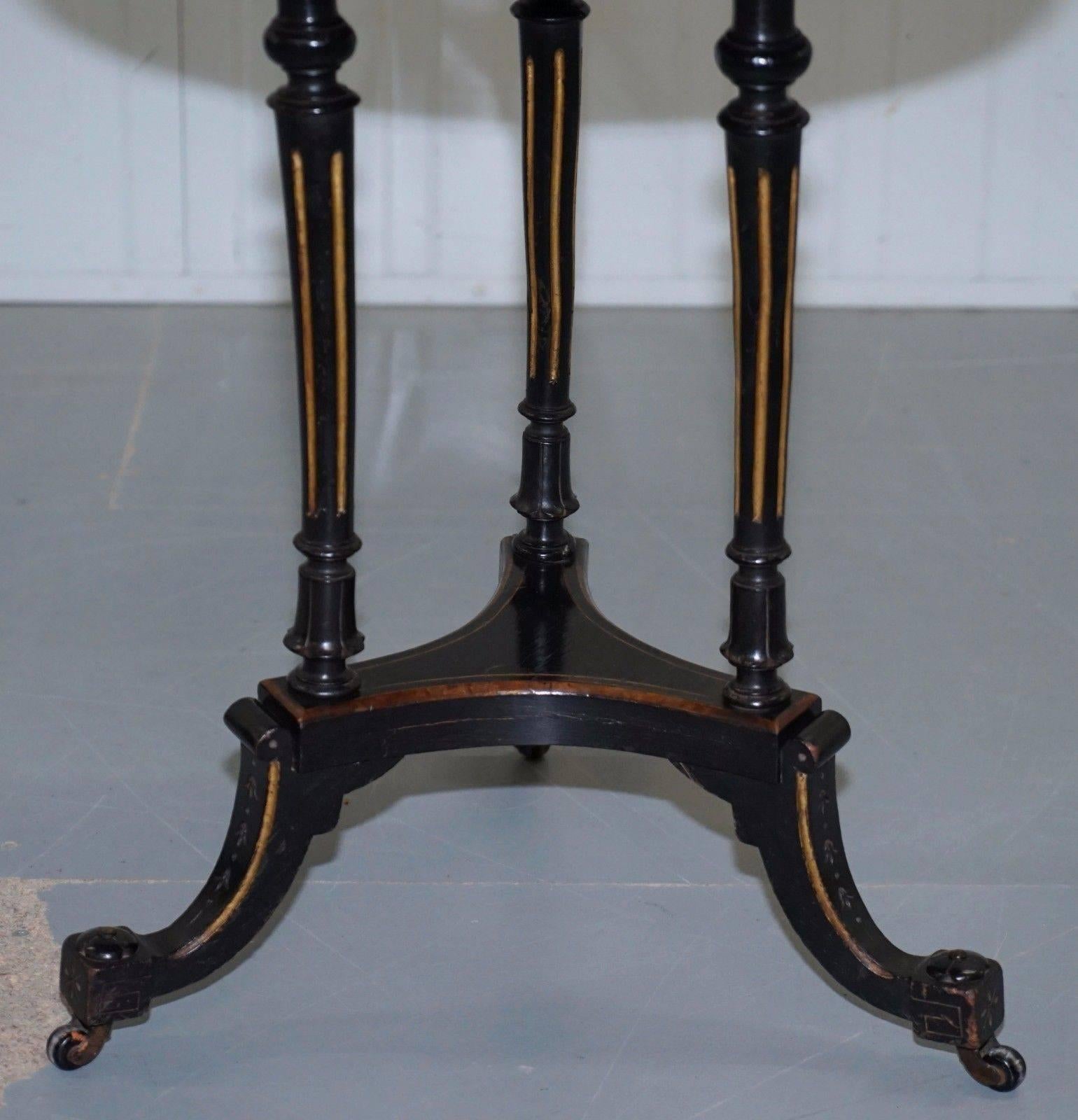 French Rare Ebonized and Parcel-Gilt 19th Century Occasional Lamp Side End Wine Table