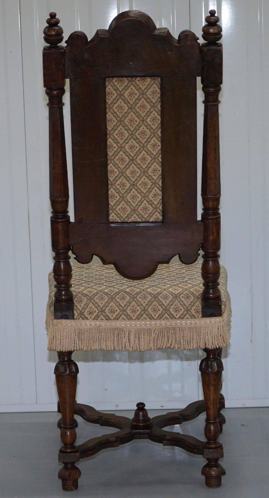 Early circa 1600s William and Mary High Back Occasional Chair Lovely Old Repair 2