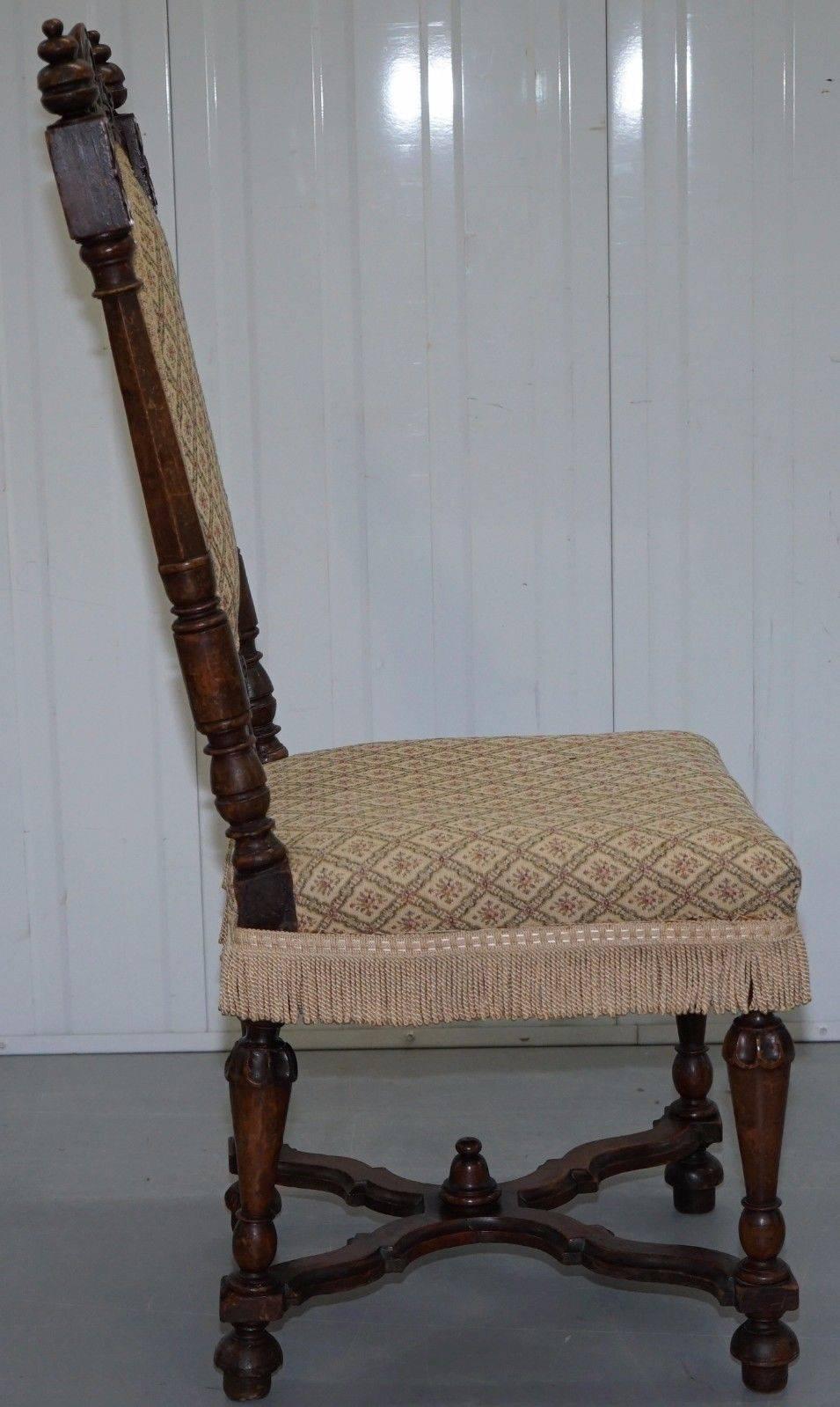 Early circa 1600s William and Mary High Back Occasional Chair Lovely Old Repair 1