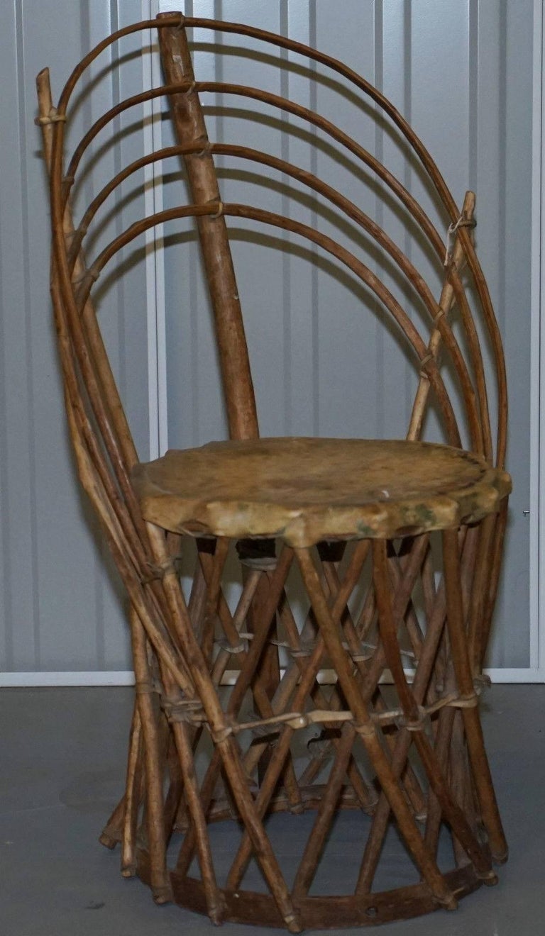 Rare Mexican Equipale Antique Native American Tribal Chairs Side and ...