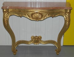 Laval French Louis XV Rococo Baroque Hallway Console Table Marble Top